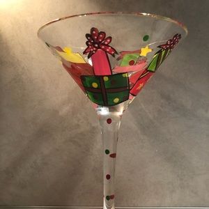 Cypress Home Hand Painted Christmas Martini Glass